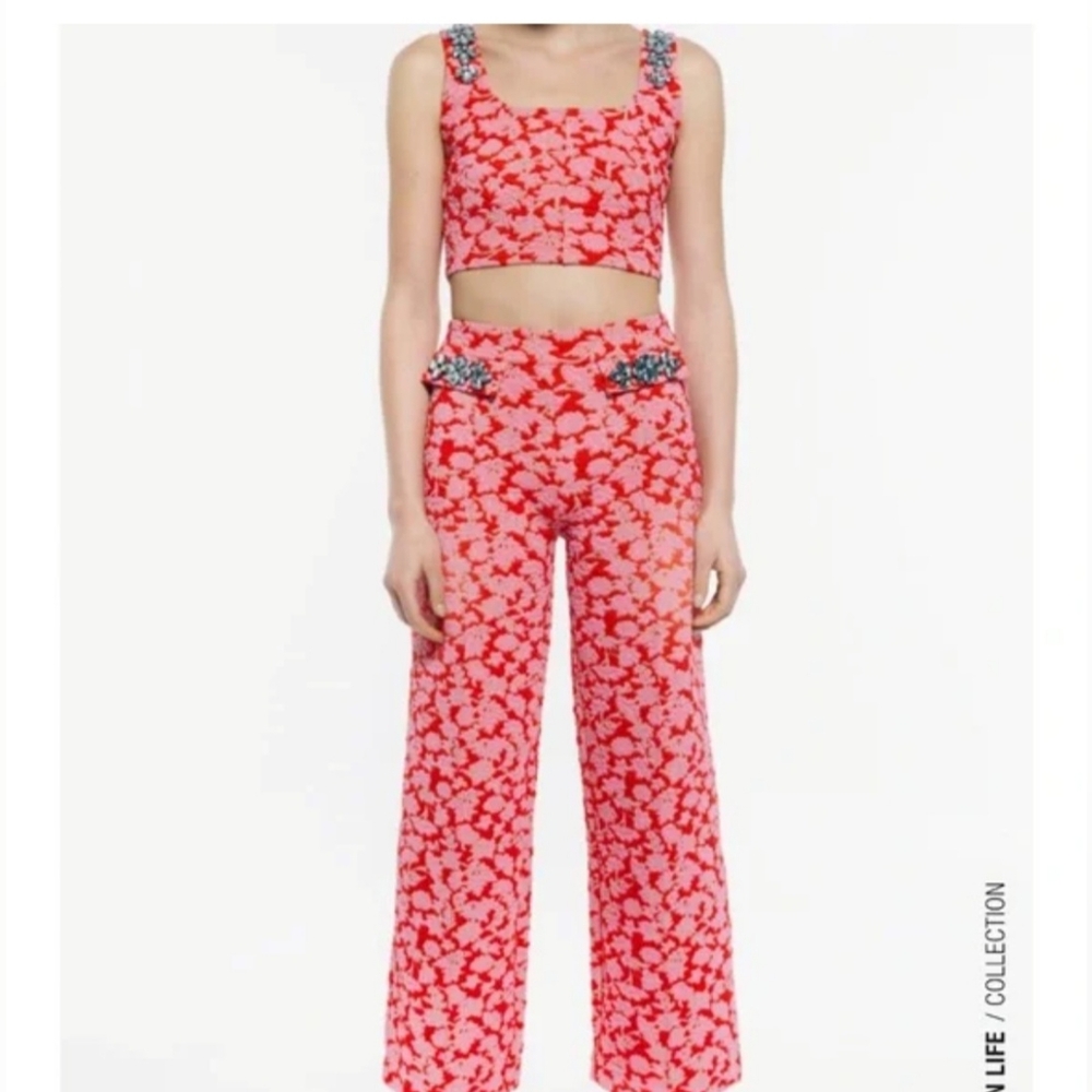 RARE ZARA Jewel Tank Pants SET ❤️🩷